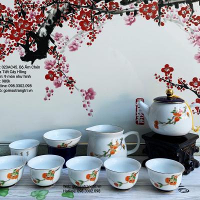 Bộ Ấm Chén Họa Tiết Cây Hồng